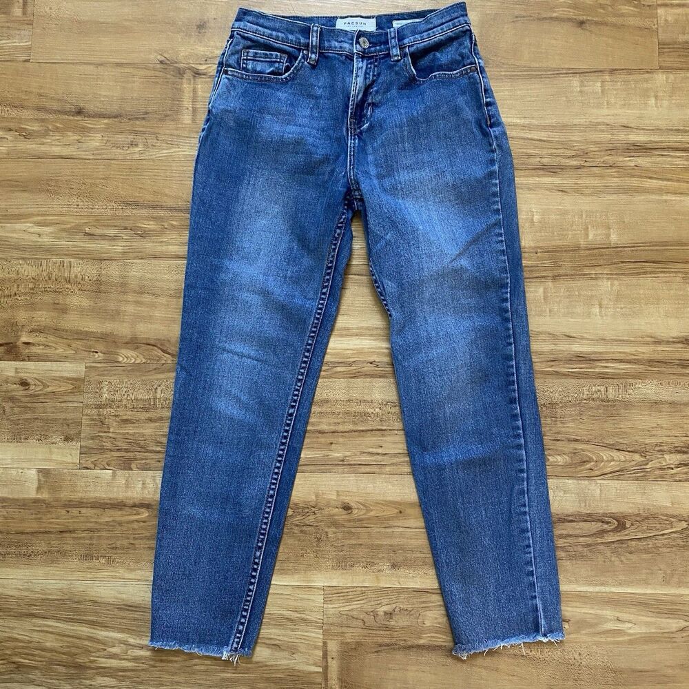 PACSUN L.A. 25 Womens Vintage Icon Blue High Rise Raw Hem Mom Jeans Denim Boho